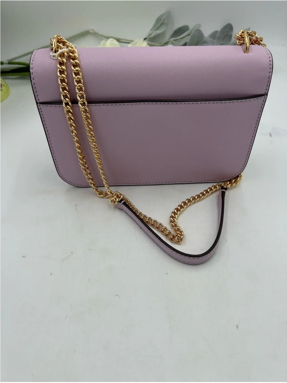 Tory Burch Lilac Leather Crossbody with Gold Chain NWT